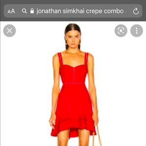 Jonathan Simkhai
Women's Crepe Combo Mini Ruffle Dress Red
